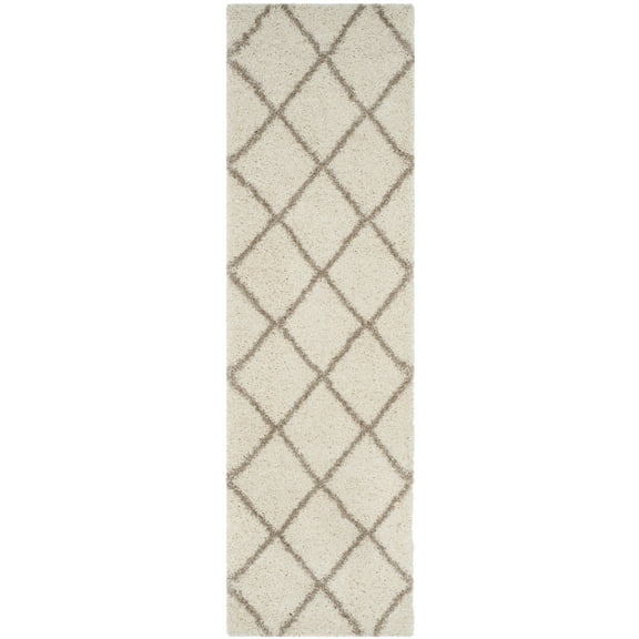 SAFAVIEH Hudson Amias Geometric Shag Runner Rug, Ivory/Beige, 2'3" x 6'