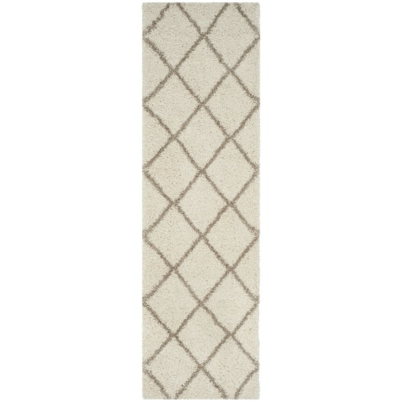 SAFAVIEH Hudson Amias Geometric Shag Runner Rug, Ivory/Beige, 2'3" x 8'