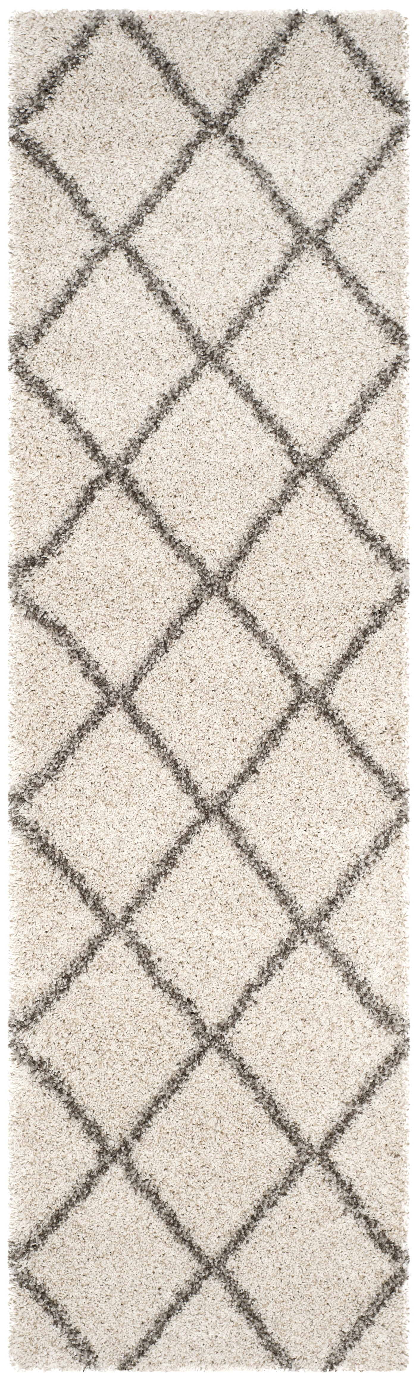 SAFAVIEH Hudson Amias Geometric Shag Runner Rug, Ivory/Grey, 2'3" x 16'