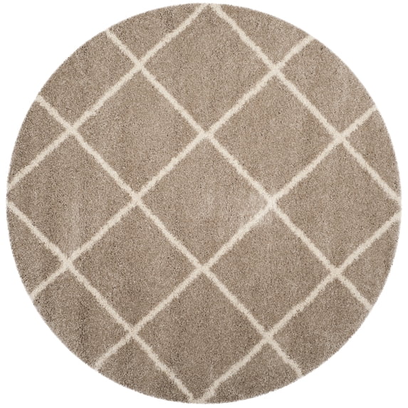SAFAVIEH Hudson Amias Plush Geometric Shag Area Rug, Beige/Ivory, 11' x 11' Round