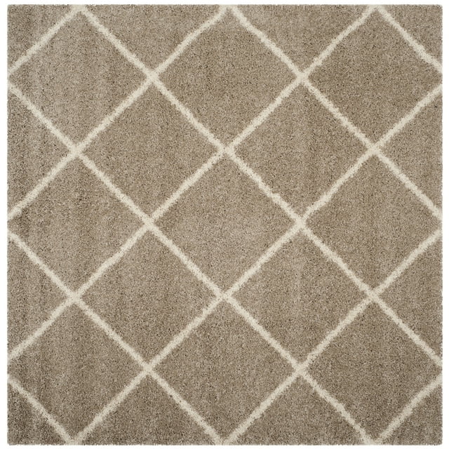SAFAVIEH Hudson Amias Plush Geometric Shag Area Rug, Beige/Ivory, 11' x 11' Square