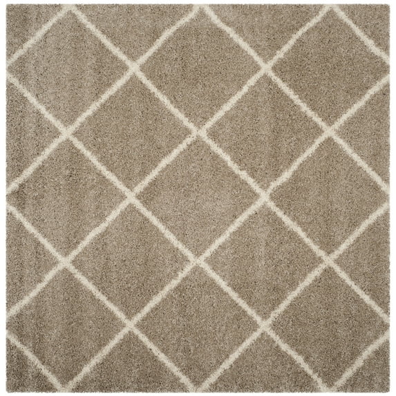 SAFAVIEH Hudson Amias Plush Geometric Shag Area Rug, Beige/Ivory, 11' x 11' Square