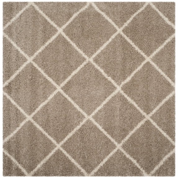 SAFAVIEH Hudson Amias Plush Geometric Shag Area Rug, Beige/Ivory, 3' x 3' Square