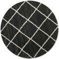thumbnail image 1 of SAFAVIEH Hudson Amias Plush Geometric Shag Area Rug, Dark Grey/Ivory, 3' x 3' Round, 1 of 8
