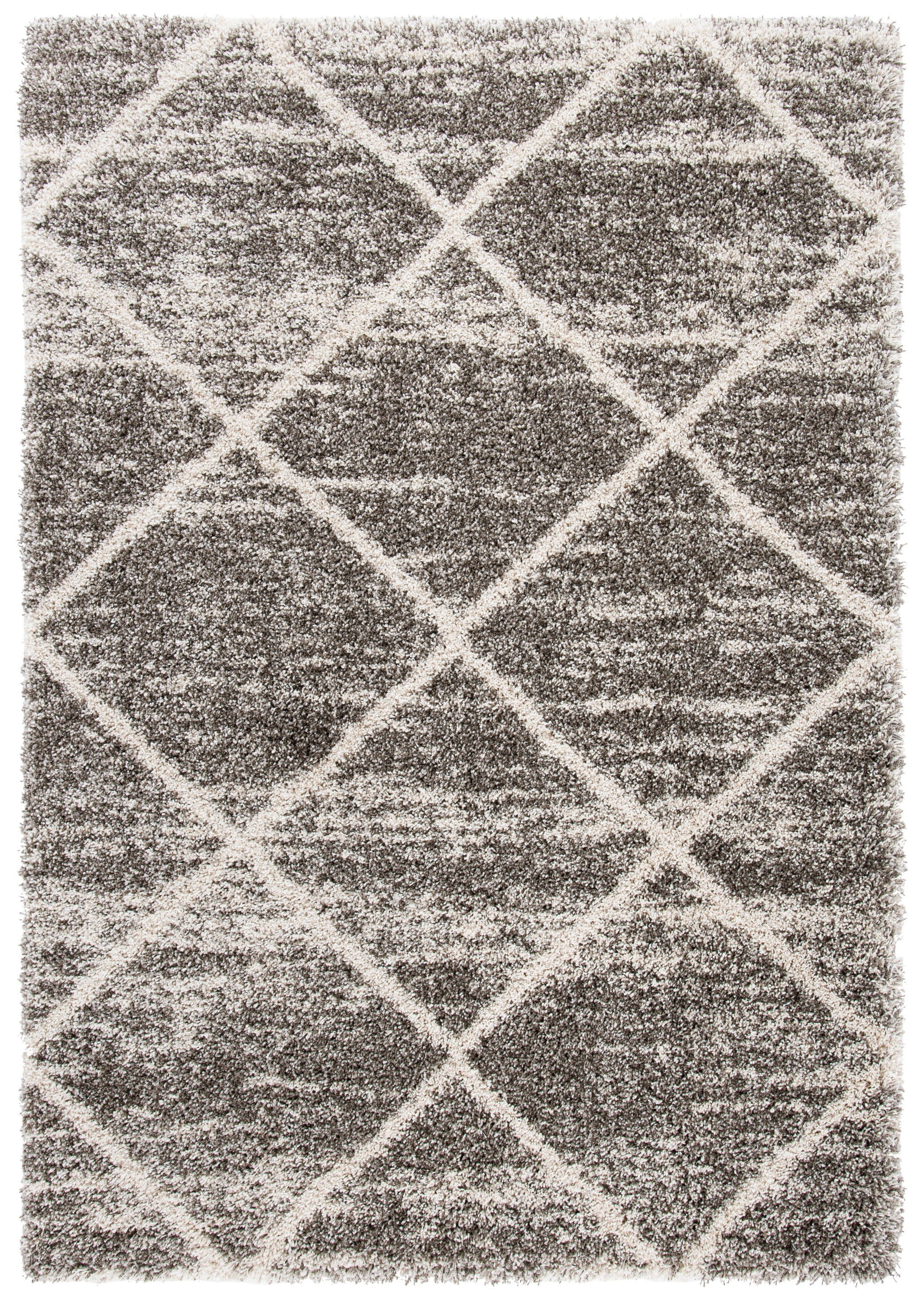 SAFAVIEH Hudson Amias Plush Geometric Shag Area Rug, Distressed Grey/Ivory, 8' x 10'
