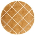 thumbnail image 1 of SAFAVIEH Hudson Amias Plush Geometric Shag Area Rug, Gold/Ivory, 7' x 7' Round, 1 of 7