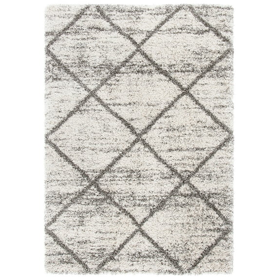 SAFAVIEH Hudson Amias Plush Geometric Shag Area Rug, Grey/Beige, 4' x 6'