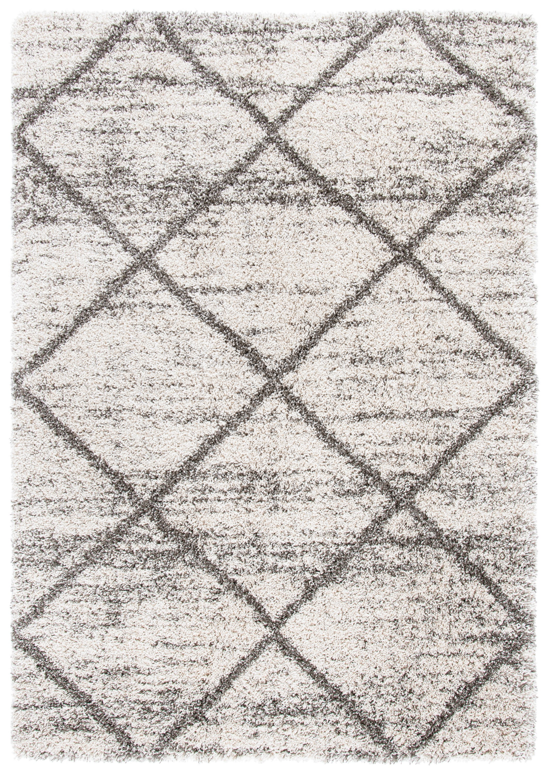 SAFAVIEH Hudson Amias Plush Geometric Shag Area Rug, Grey/Beige, 5'1" x 7'6"