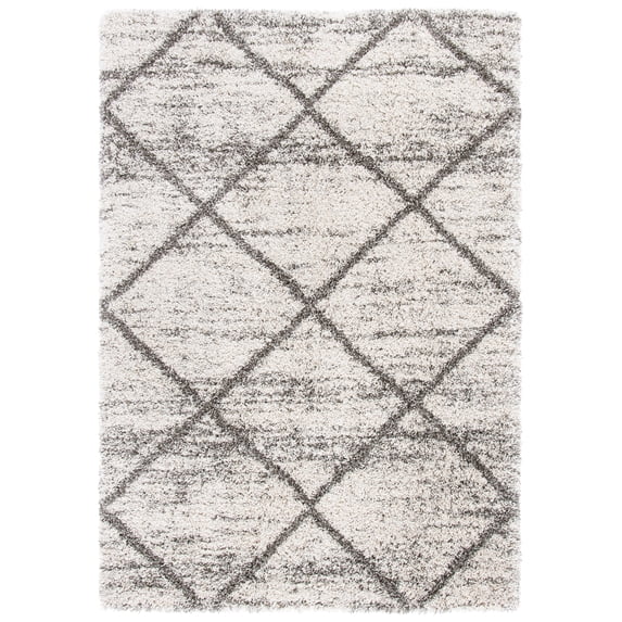 SAFAVIEH Hudson Amias Plush Geometric Shag Area Rug, Grey/Beige, 6' x 9'