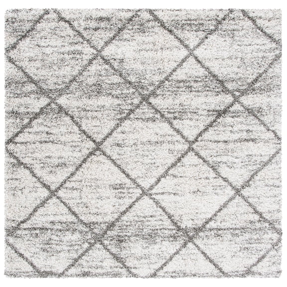 SAFAVIEH Hudson Amias Plush Geometric Shag Area Rug, Grey/Beige, 7' x 7' Square