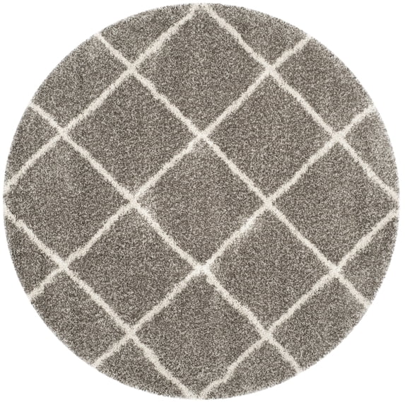 SAFAVIEH Hudson Amias Plush Geometric Shag Area Rug, Grey/Ivory, 10' x 10' Round