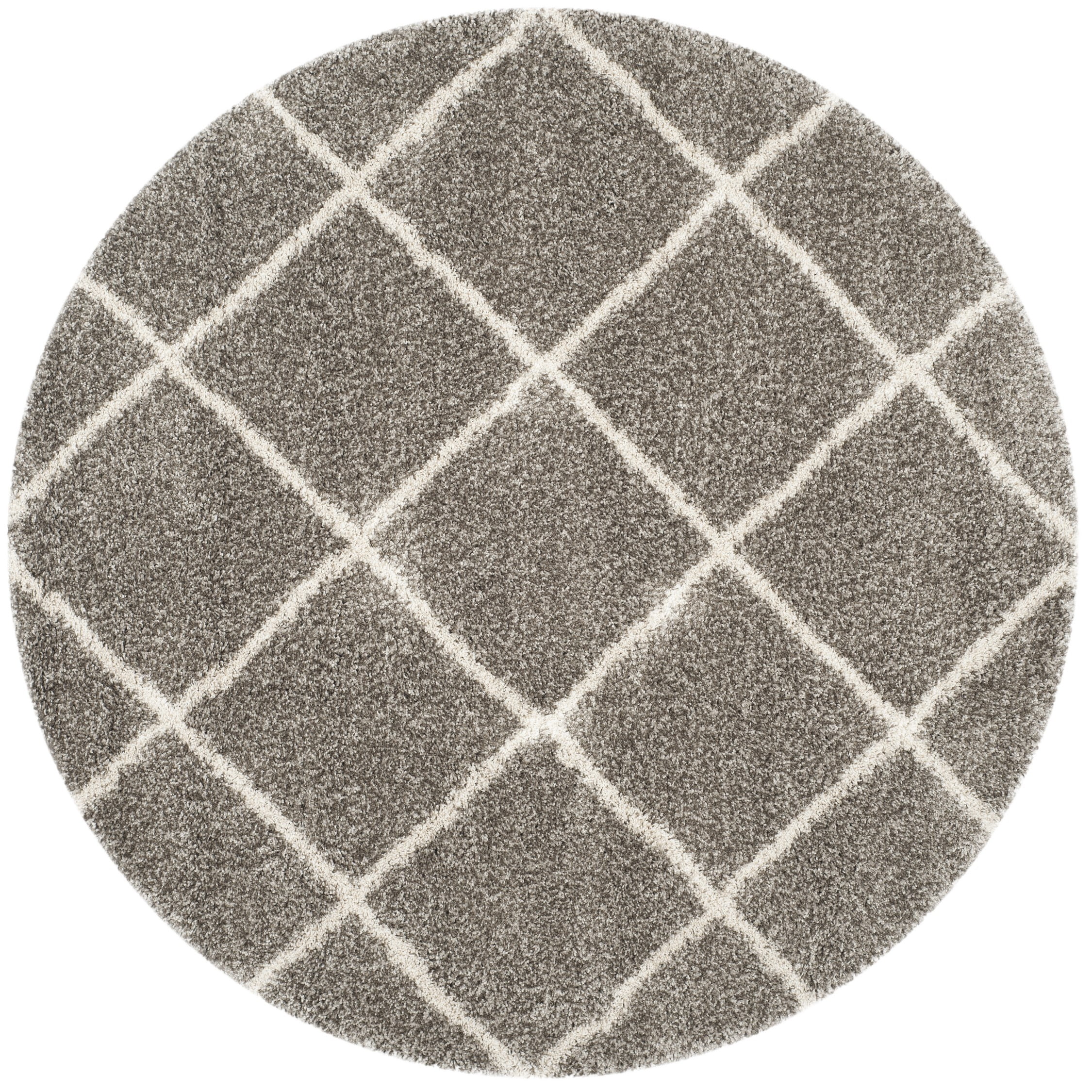 SAFAVIEH Hudson Amias Plush Geometric Shag Area Rug, Grey/Ivory, 11' x 11' Round