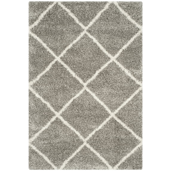 SAFAVIEH Hudson Amias Plush Geometric Shag Area Rug, Grey/Ivory, 5' x 7'
