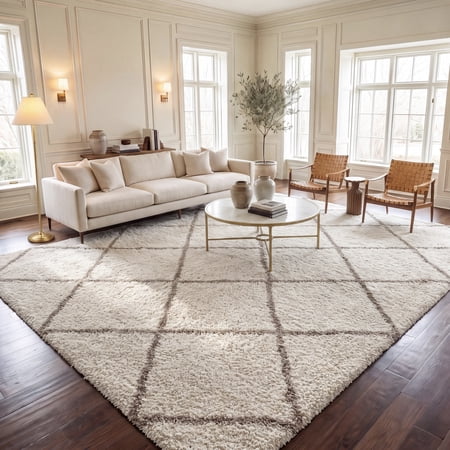 Safavieh Hudson Amias Geometric Shag Area Rug, Ivory/Beige, 11' x 15'