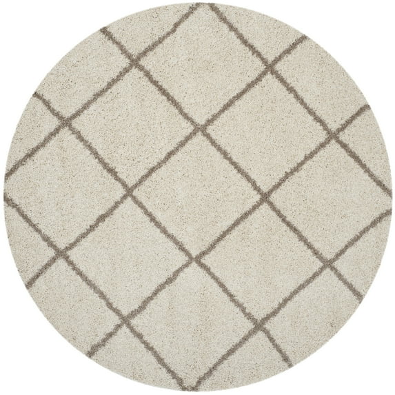 SAFAVIEH Hudson Amias Plush Geometric Shag Area Rug, Ivory/Beige, 9' x 9' Round