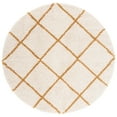 thumbnail image 1 of SAFAVIEH Hudson Amias Plush Geometric Shag Area Rug, Ivory/Gold, 4' x 4' Round, 1 of 8
