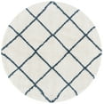thumbnail image 1 of SAFAVIEH Hudson Amias Plush Geometric Shag Area Rug, Ivory/Slate Blue, 9' x 9' Round, 1 of 7