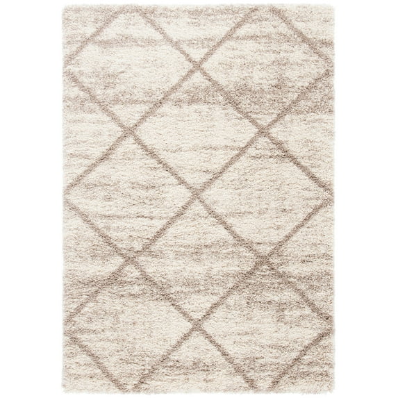 SAFAVIEH Hudson Amias Plush Geometric Shag Area Rug, Multi Ivory/Beige, 10' x 14'