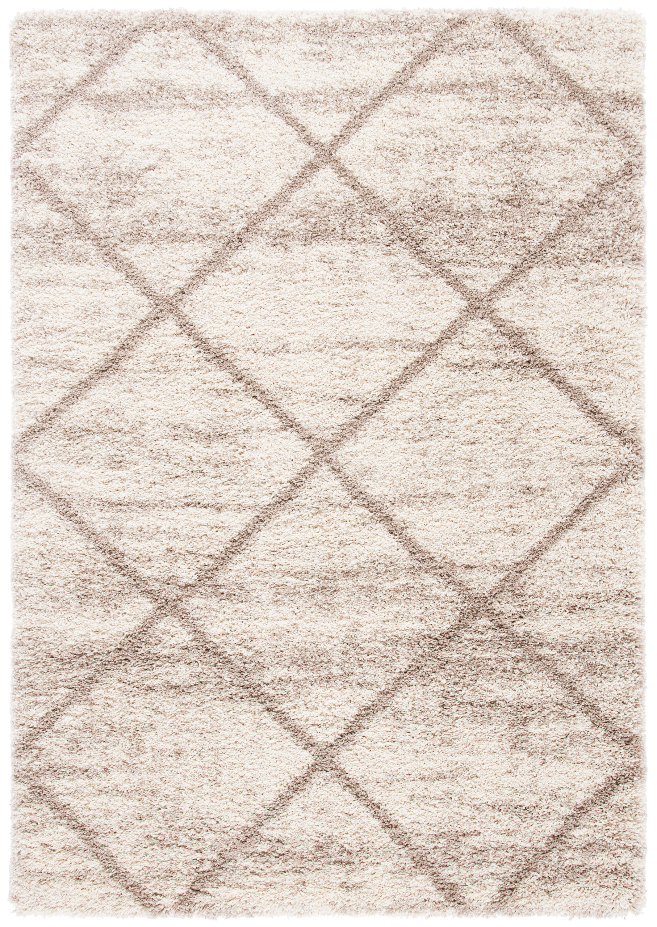 SAFAVIEH Hudson Amias Plush Geometric Shag Area Rug, Multi Ivory/Beige, 9' x 12'