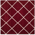 thumbnail image 1 of SAFAVIEH Hudson Amias Plush Geometric Shag Area Rug, Red/Ivory, 5' x 5' Square, 1 of 9