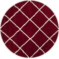 thumbnail image 1 of SAFAVIEH Hudson Amias Plush Geometric Shag Area Rug, Red/Ivory, 9' x 9' Round, 1 of 7