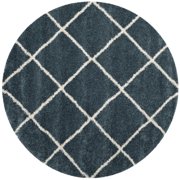 SAFAVIEH Hudson Amias Plush Geometric Shag Area Rug, Slate Blue/Ivory, 3' x 3' Round