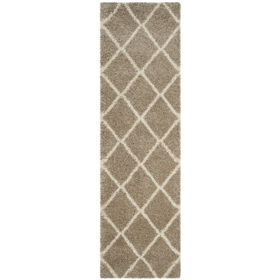 SAFAVIEH Hudson Amias Plush Geometric Shag Runner Rug, Beige/Ivory, 2'3" x 22'