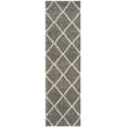 thumbnail image 1 of SAFAVIEH Hudson Amias Plush Geometric Shag Runner Rug, Grey/Ivory, 2'3" x 20', 1 of 9