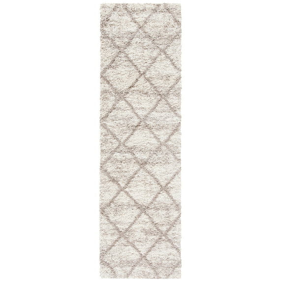 SAFAVIEH Hudson Amias Plush Geometric Shag Runner Rug, Multi Ivory/Beige, 2'3" x 6'