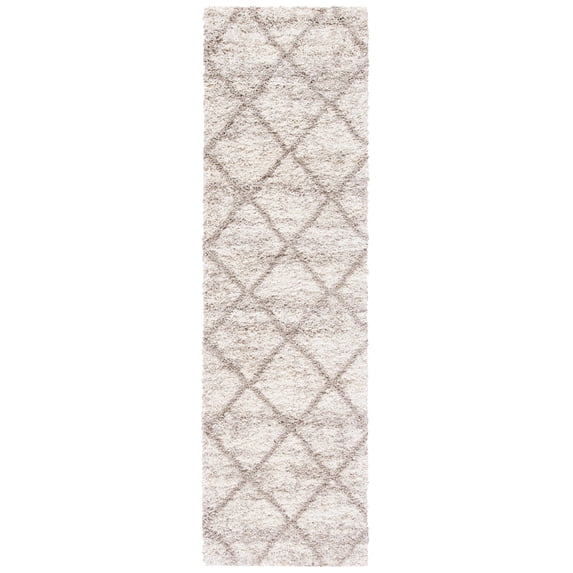 SAFAVIEH Hudson Amias Plush Geometric Shag Runner Rug, Multi Ivory/Beige, 2'3" x 8'