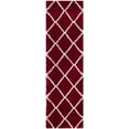 thumbnail image 1 of SAFAVIEH Hudson Amias Plush Geometric Shag Runner Rug, Red/Ivory, 2'3" x 14', 1 of 8