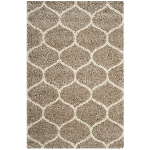 SAFAVIEH Hudson Arline Geometric Shag Area Rug, Beige/Ivory, 11' x 15'