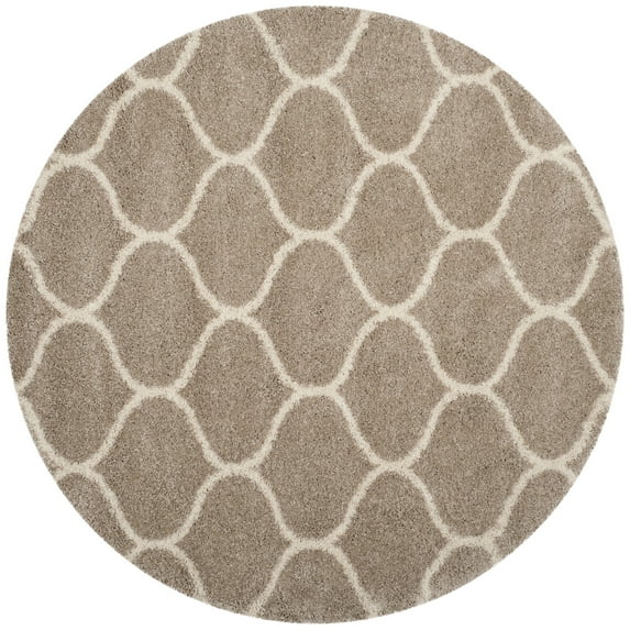 SAFAVIEH Hudson Arline Geometric Shag Area Rug, Beige/Ivory, 5' x 5' Round