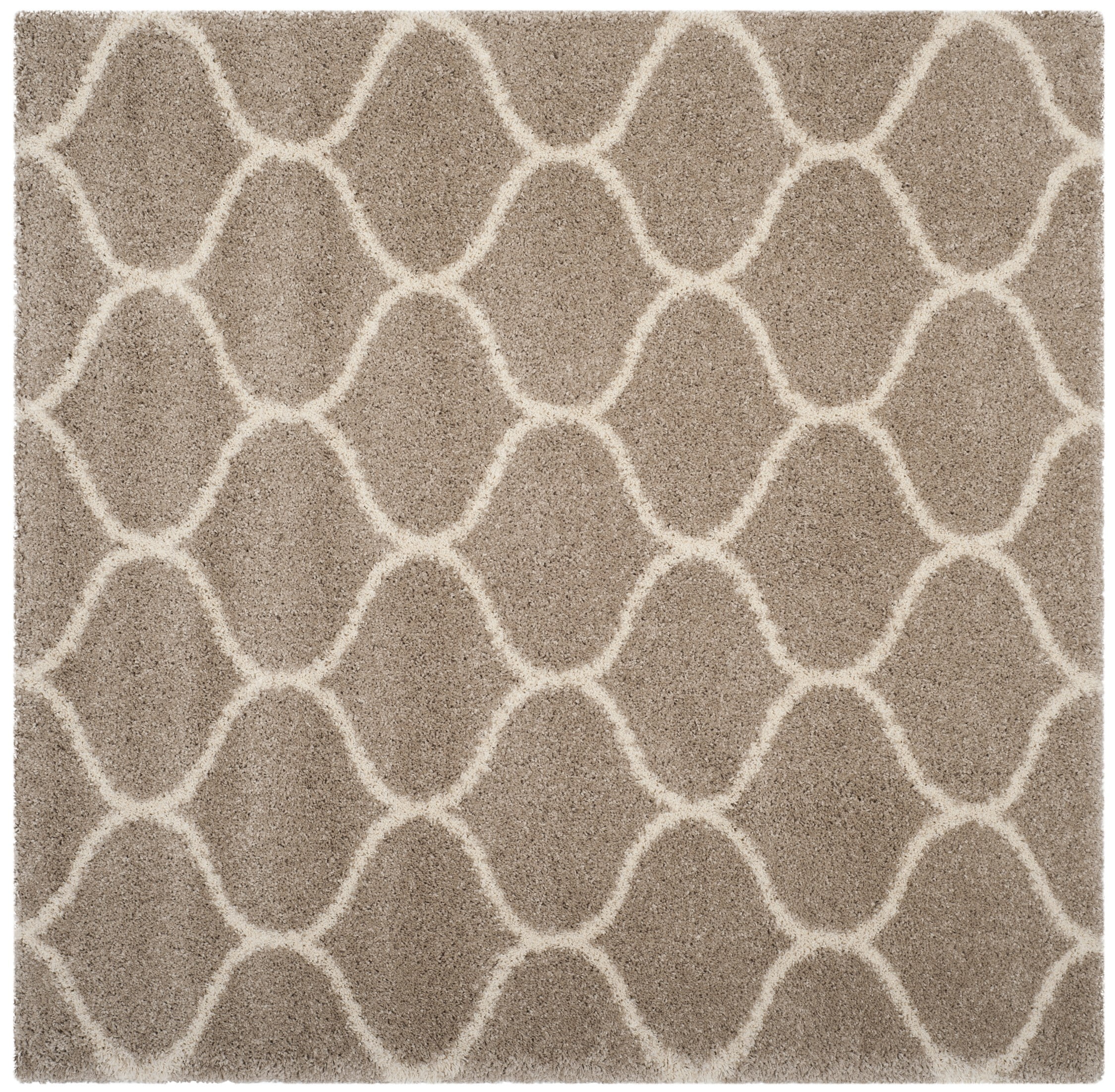 SAFAVIEH Hudson Arline Geometric Shag Area Rug, Beige/Ivory, 5' x 5' Square