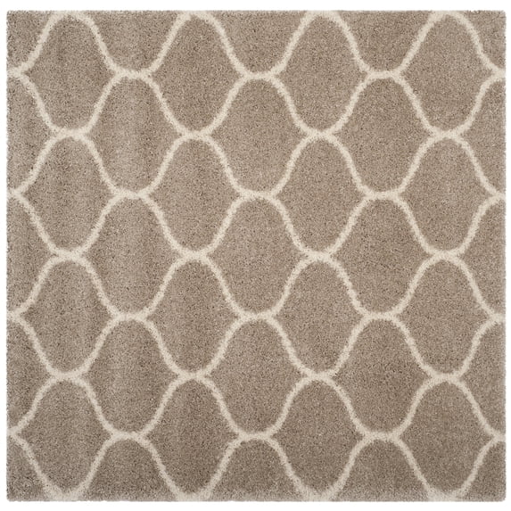 SAFAVIEH Hudson Arline Geometric Shag Area Rug, Beige/Ivory, 5' x 5' Square