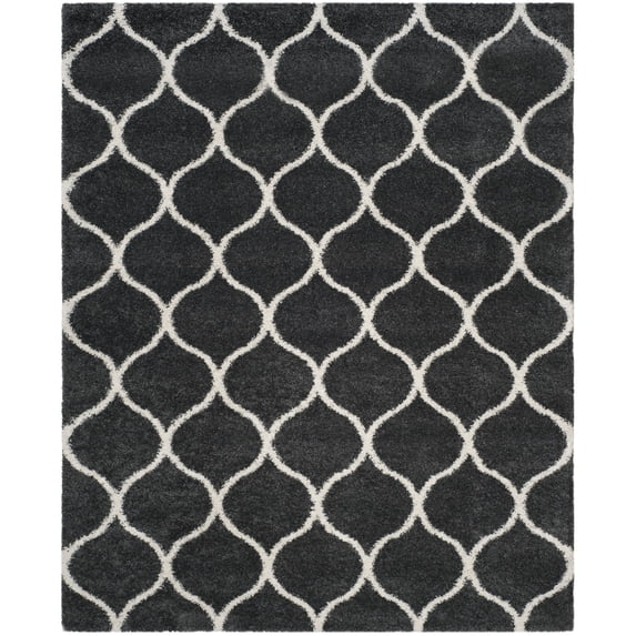 SAFAVIEH Hudson Arline Geometric Shag Area Rug, Dark Grey/Ivory, 9' x 12'