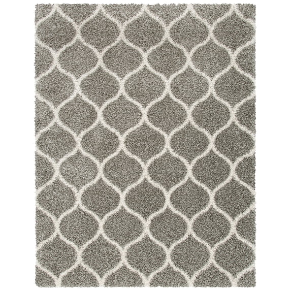 SAFAVIEH Hudson Arline Geometric Shag Area Rug, Grey/Ivory, 11' x 15'