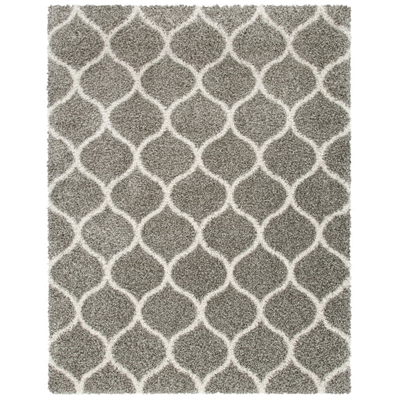 SAFAVIEH Hudson Arline Geometric Shag Area Rug, Grey/Ivory, 11' x 15'