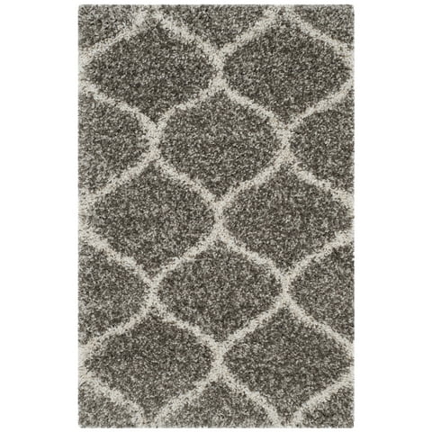 SAFAVIEH Hudson Arline Geometric Shag Area Rug, Grey/Ivory, 2'3" x 3'9"