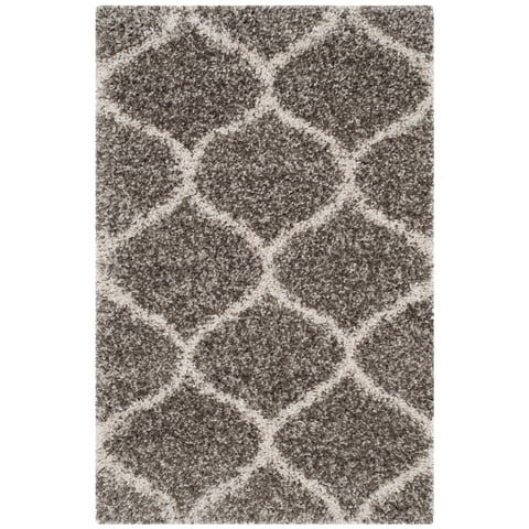 SAFAVIEH Hudson Arline Geometric Shag Area Rug, Grey/Ivory, 2' x 3'