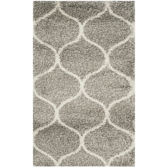 SAFAVIEH Hudson Arline Geometric Shag Area Rug, Grey/Ivory, 3' x 5'