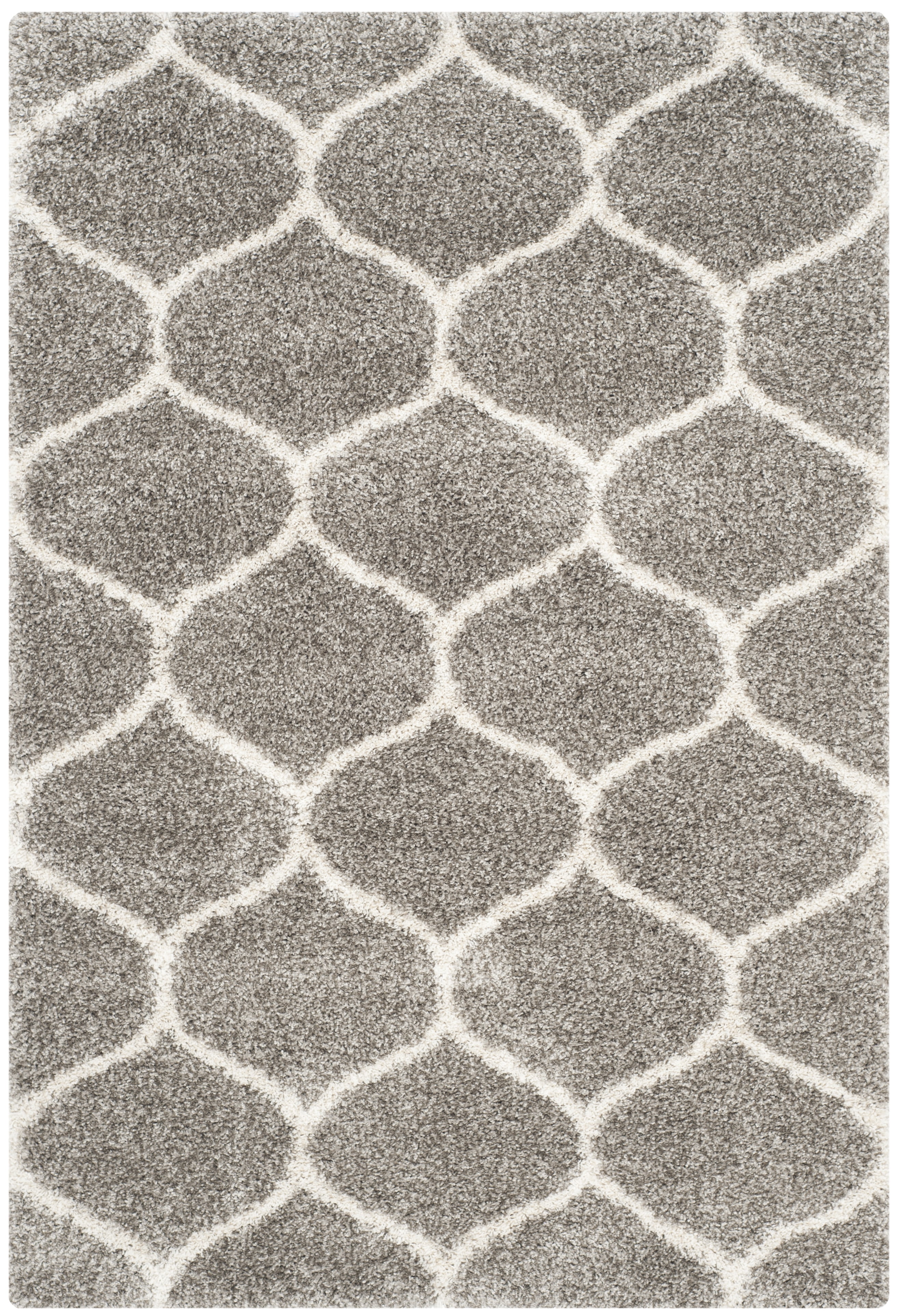 SAFAVIEH Hudson Arline Geometric Shag Area Rug, Grey/Ivory, 5'1" x 7'6"