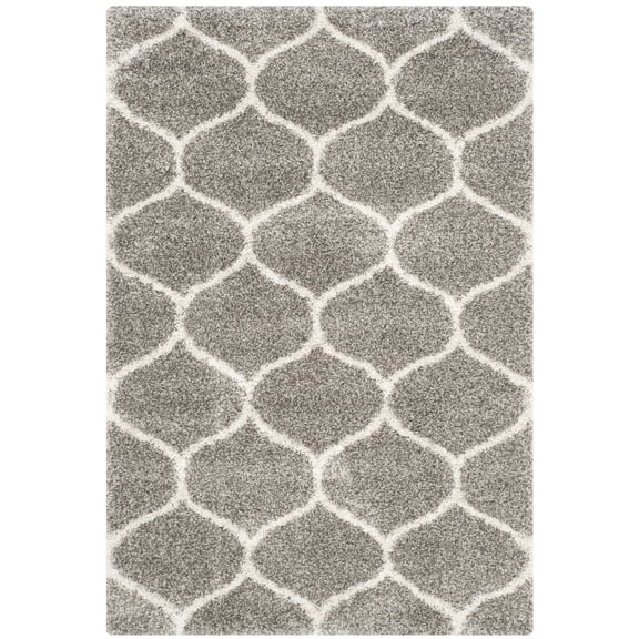 SAFAVIEH Hudson Arline Geometric Shag Area Rug, Grey/Ivory, 5'1" x 7'6"