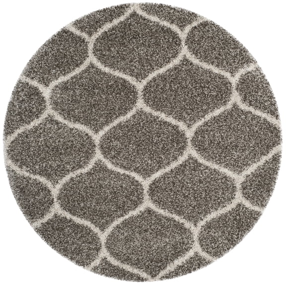 SAFAVIEH Hudson Arline Geometric Shag Area Rug, Grey/Ivory, 5' x 5' Round