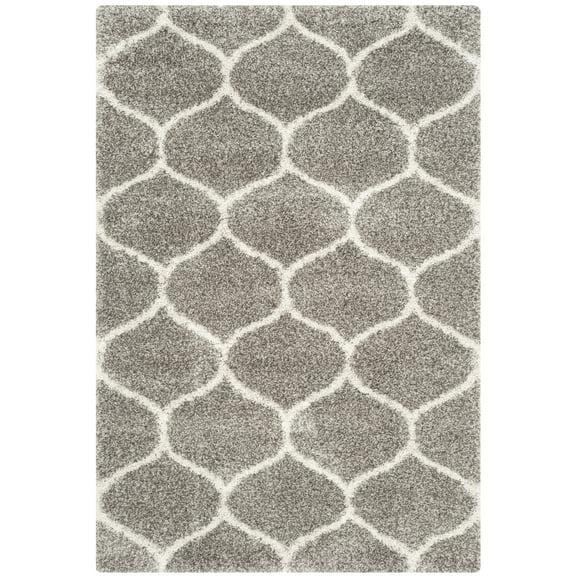 SAFAVIEH Hudson Arline Geometric Shag Area Rug, Grey/Ivory, 6' x 9'