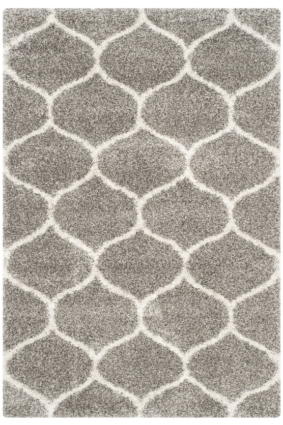 Hudson Arline Geometric Shag Area Rug, Grey/Ivory, 6' x 9'