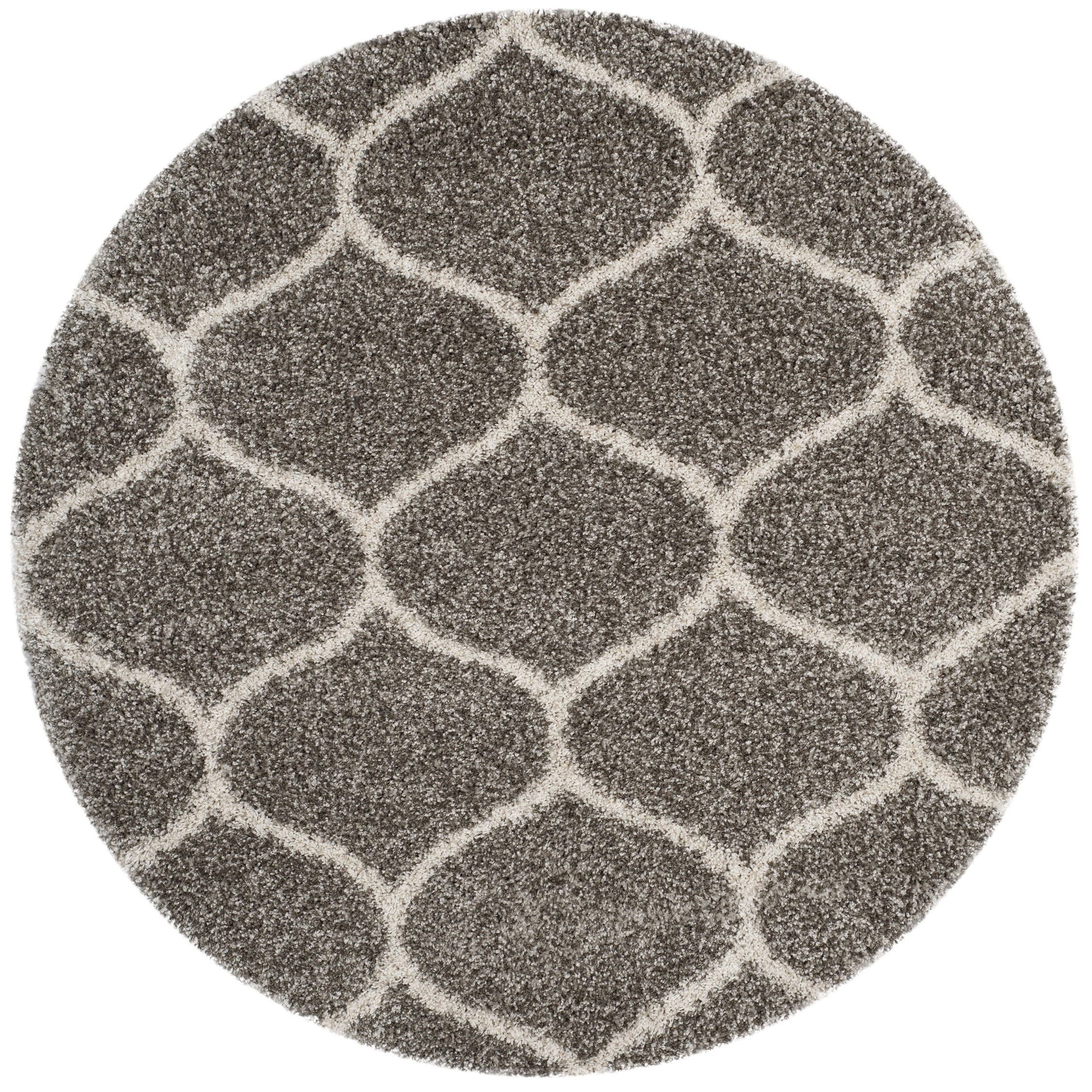SAFAVIEH Hudson Arline Geometric Shag Area Rug, Grey/Ivory, 9' x 9' Round