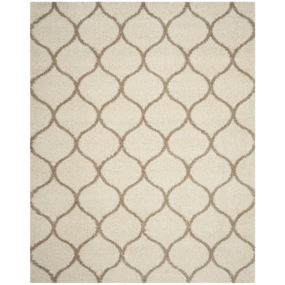SAFAVIEH Hudson Arline Geometric Shag Area Rug, Ivory/Beige, 11' x 15'