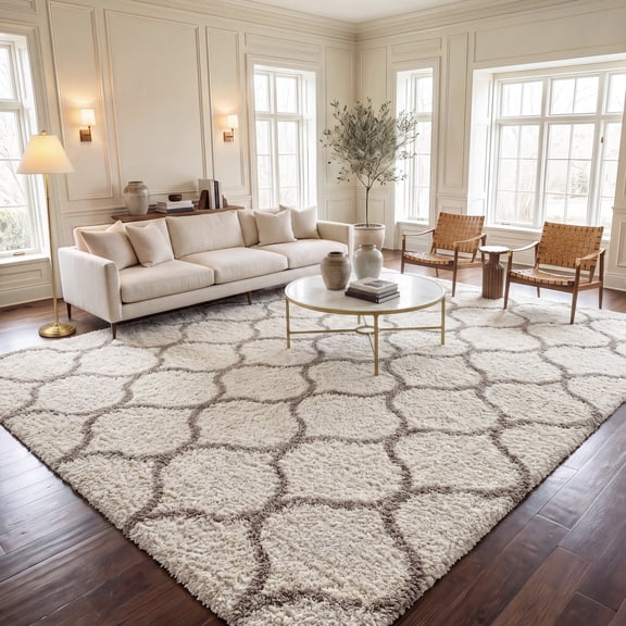 Safavieh Hudson Arline Geometric Shag Area Rug, Ivory/Beige, 11' x 15'