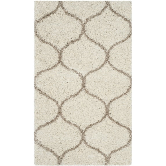 SAFAVIEH Hudson Arline Geometric Shag Area Rug, Ivory/Beige, 3' x 5'